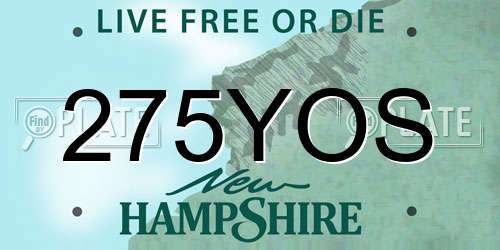 275YOS New Hampshire License Plate