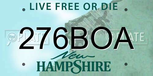 276BOA New Hampshire License Plate