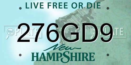 276GD9 New Hampshire License Plate