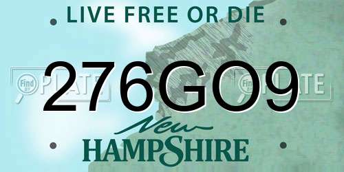 276GO9 New Hampshire License Plate