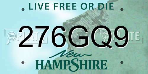 276GQ9 New Hampshire License Plate