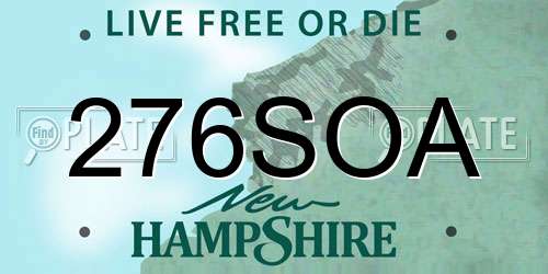 276SOA New Hampshire License Plate