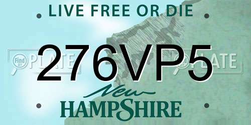 276VP5 New Hampshire License Plate