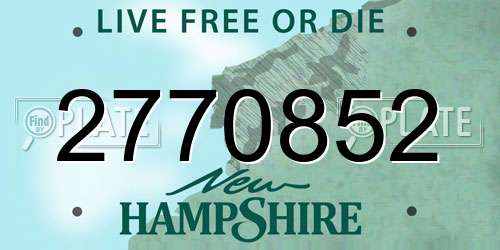 2770852 New Hampshire License Plate