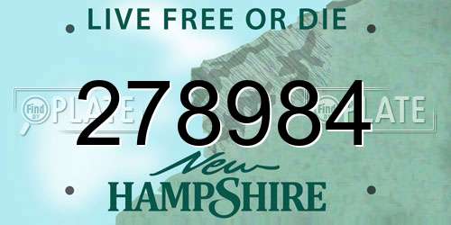 278984 New Hampshire License Plate