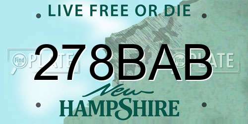 278BAB New Hampshire License Plate