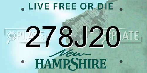 278J20 New Hampshire License Plate