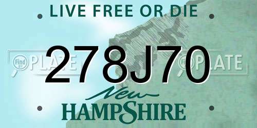 278J70 New Hampshire License Plate