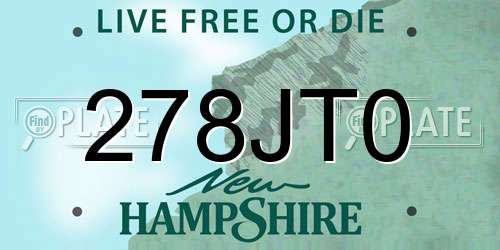 278JT0 New Hampshire License Plate