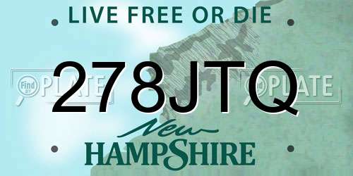 278JTQ New Hampshire License Plate