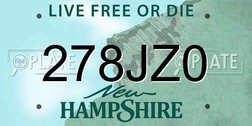 278JZ0 New Hampshire License Plate