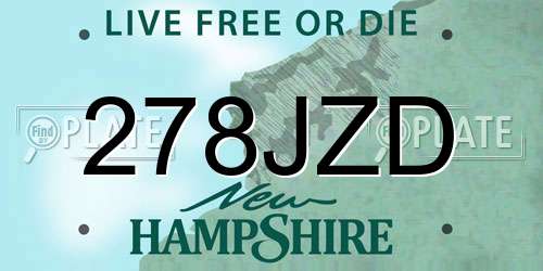 278JZD New Hampshire License Plate