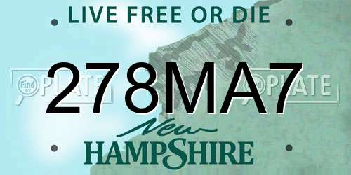 278MA7 New Hampshire License Plate