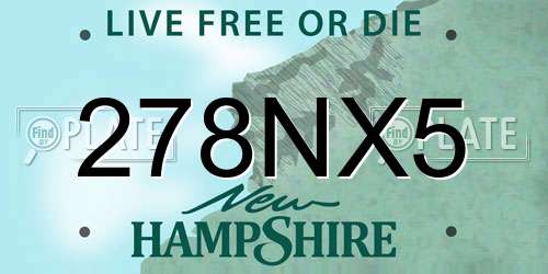 278NX5 New Hampshire License Plate