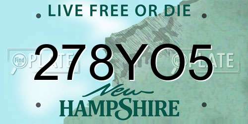 278YO5 New Hampshire License Plate