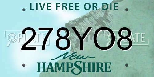 278YO8 New Hampshire License Plate