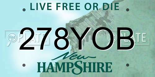 278YOB New Hampshire License Plate