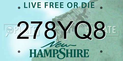 278YQ8 New Hampshire License Plate