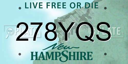 278YQS New Hampshire License Plate