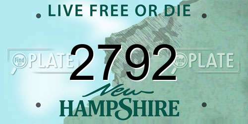 2792 New Hampshire License Plate