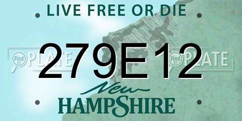 279E12 New Hampshire License Plate
