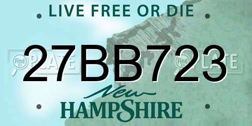 27BB723 New Hampshire License Plate