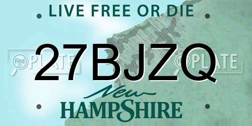 27BJZQ New Hampshire License Plate