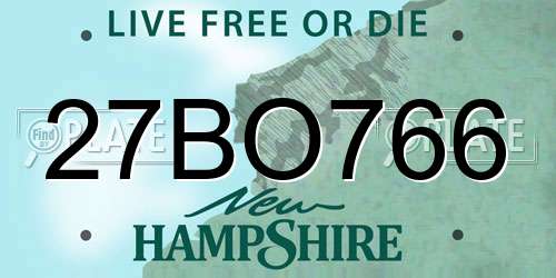 27BO766 New Hampshire License Plate