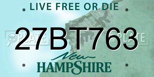 27BT763 New Hampshire License Plate