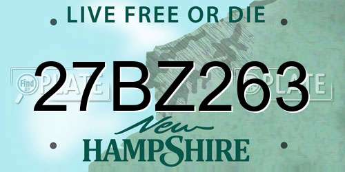 27BZ263 New Hampshire License Plate