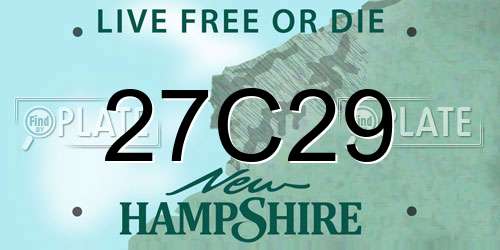 27C29 New Hampshire License Plate