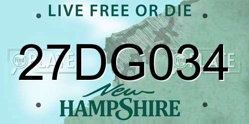 27DG034 New Hampshire License Plate