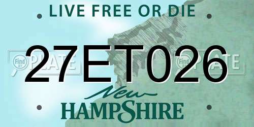 27ET026 New Hampshire License Plate