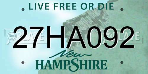 27HA092 New Hampshire License Plate