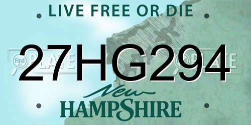 27HG294 New Hampshire License Plate