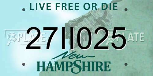 27II025 New Hampshire License Plate
