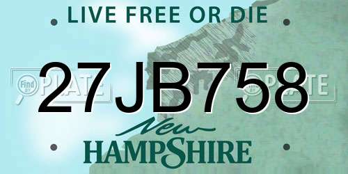 27JB758 New Hampshire License Plate