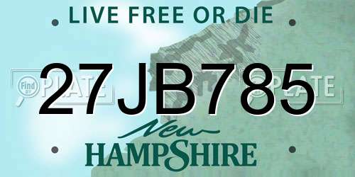 27JB785 New Hampshire License Plate