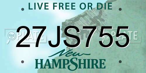 27JS755 New Hampshire License Plate