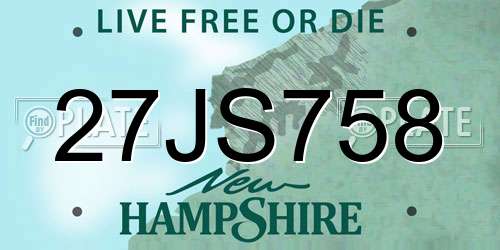 27JS758 New Hampshire License Plate