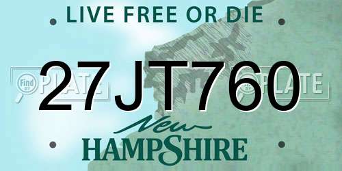 27JT760 New Hampshire License Plate