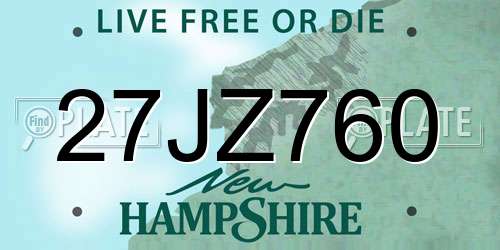 27JZ760 New Hampshire License Plate