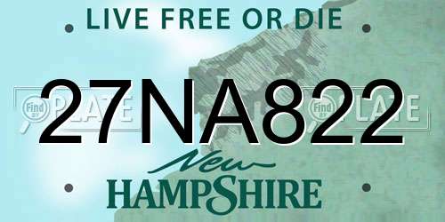 27NA822 New Hampshire License Plate