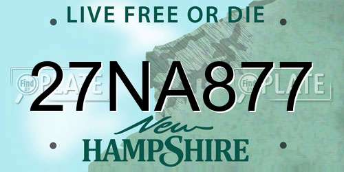 27NA877 New Hampshire License Plate