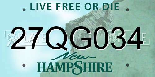 27QG034 New Hampshire License Plate