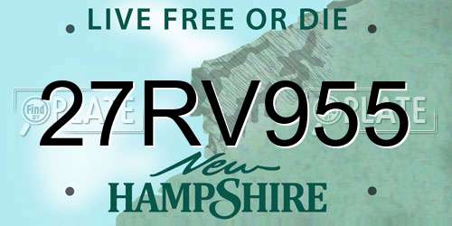 27RV955 New Hampshire License Plate