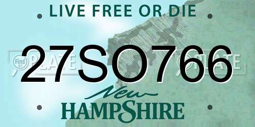 27SO766 New Hampshire License Plate