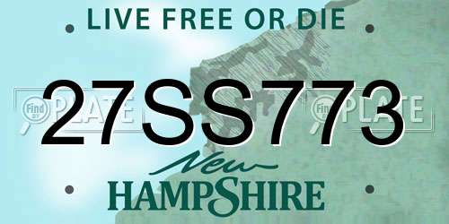 27SS773 New Hampshire License Plate