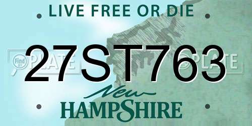27ST763 New Hampshire License Plate