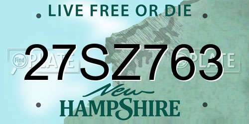 27SZ763 New Hampshire License Plate